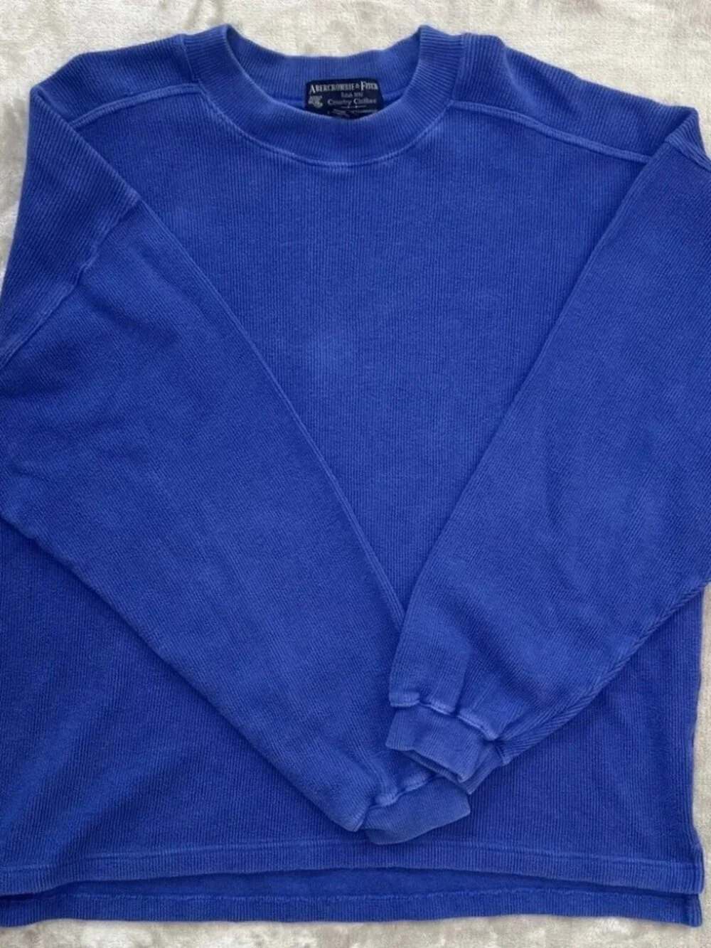 Vintage 90s Abercrombie Fitch Country Clothes Ribbed Crewneck Sweater Men M Blue